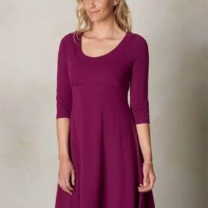PrAna Cali Dress 3/4 Sleeve Purple Empire Waist